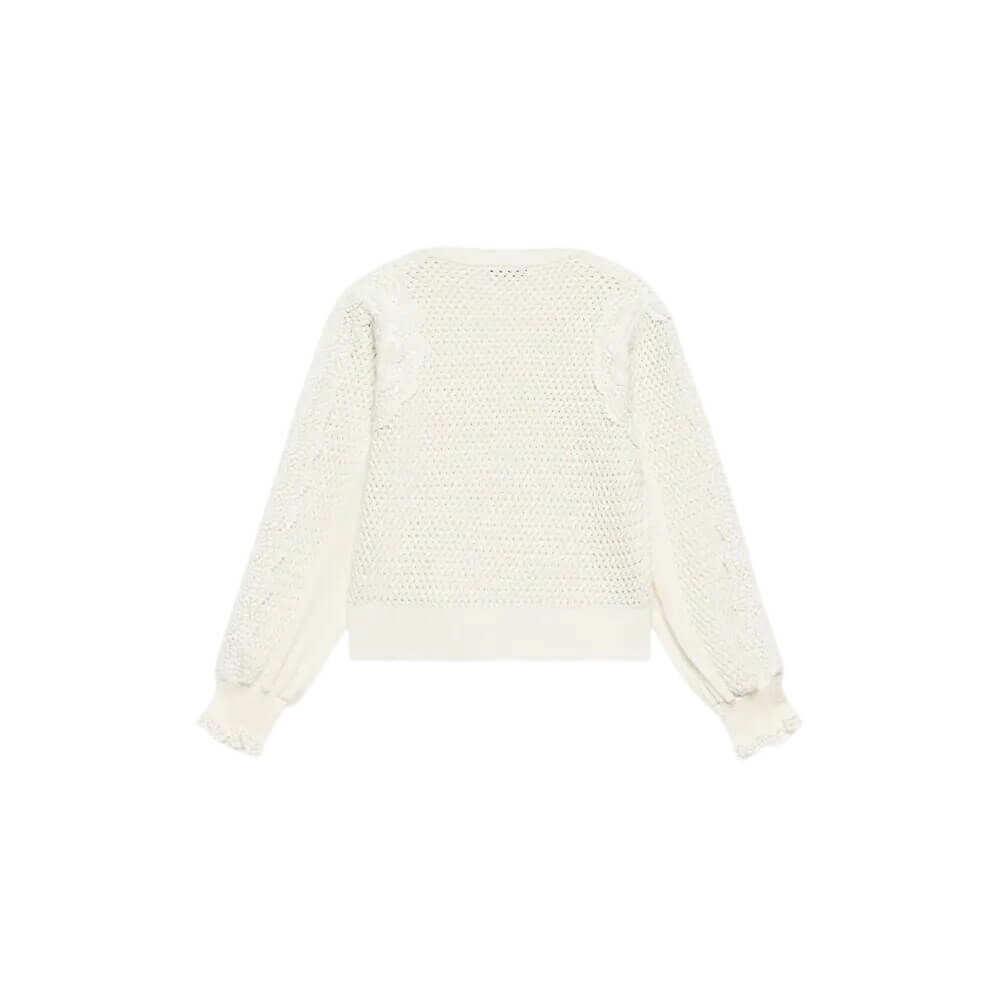 Mint Velvet White Cotton Blend Crochet Detail Jumper